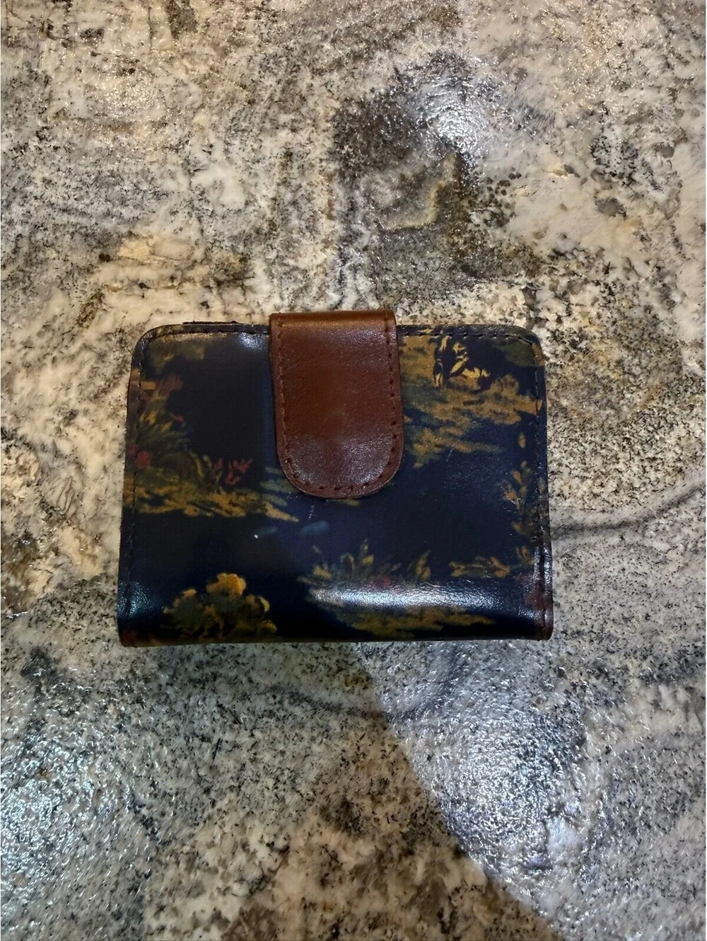 Patricia Nash Brown Leather Floral Print Wallet with Coin Purse